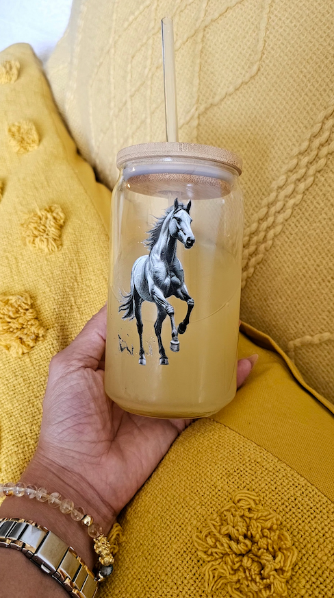 Horse Sipper Glass Chinese Horoscope 16oz