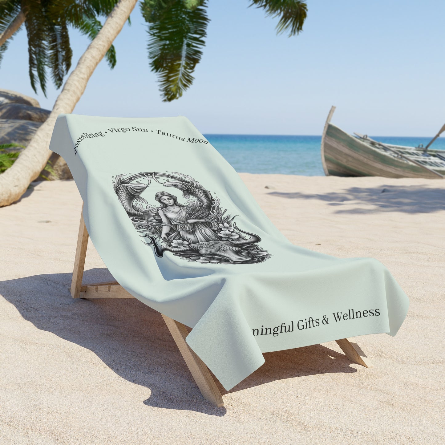 Personalized Big Three Zodiac Crest Luxury Beach & Wellness Towel | Sun, Moon, Rising Astrology Gift