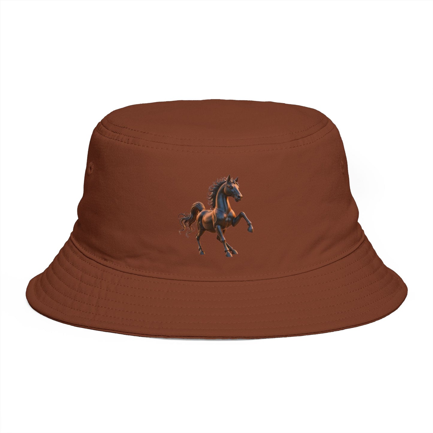 Female Version Equestrian Horse Bucket Hat — Vintage Running Stallion Embroidered Hat