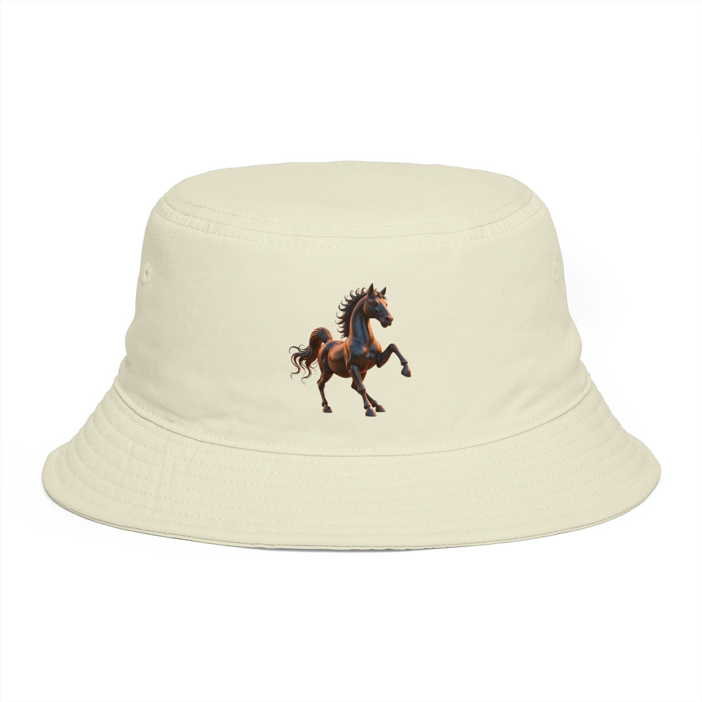 Female Version Equestrian Horse Bucket Hat — Vintage Running Stallion Embroidered Hat