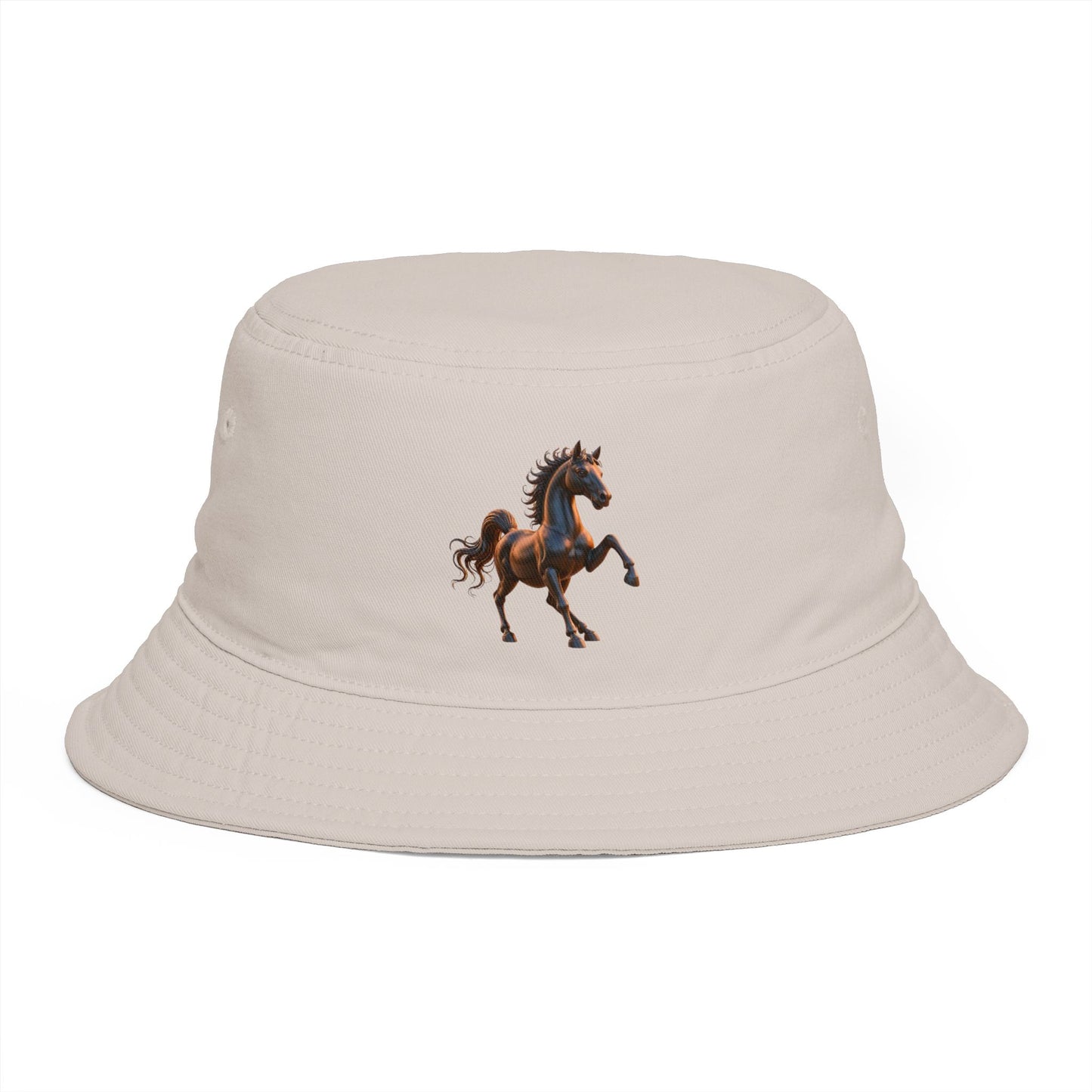 Female Version Equestrian Horse Bucket Hat — Vintage Running Stallion Embroidered Hat