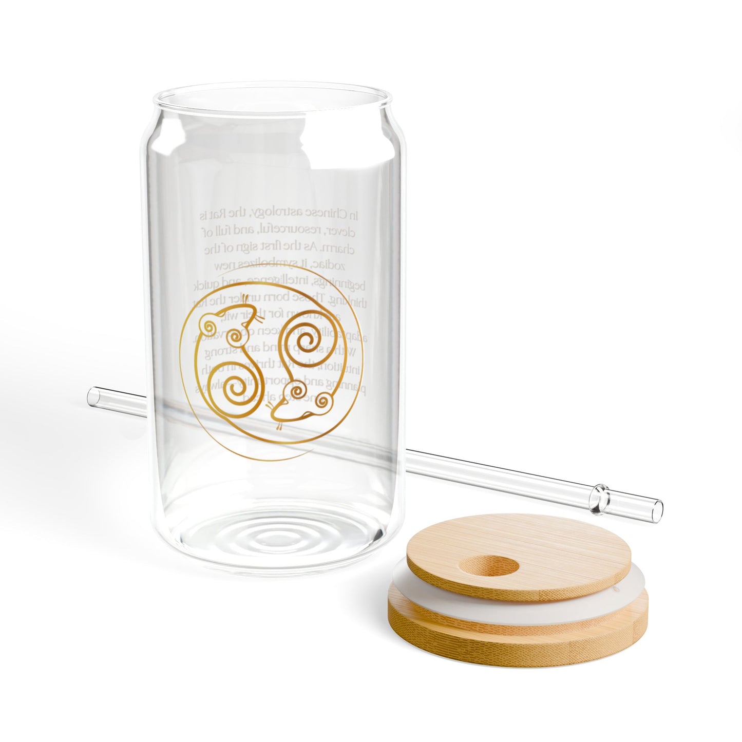 16oz tempered glass with Rat zodiac design – durable, stylish, and full of clever charm.