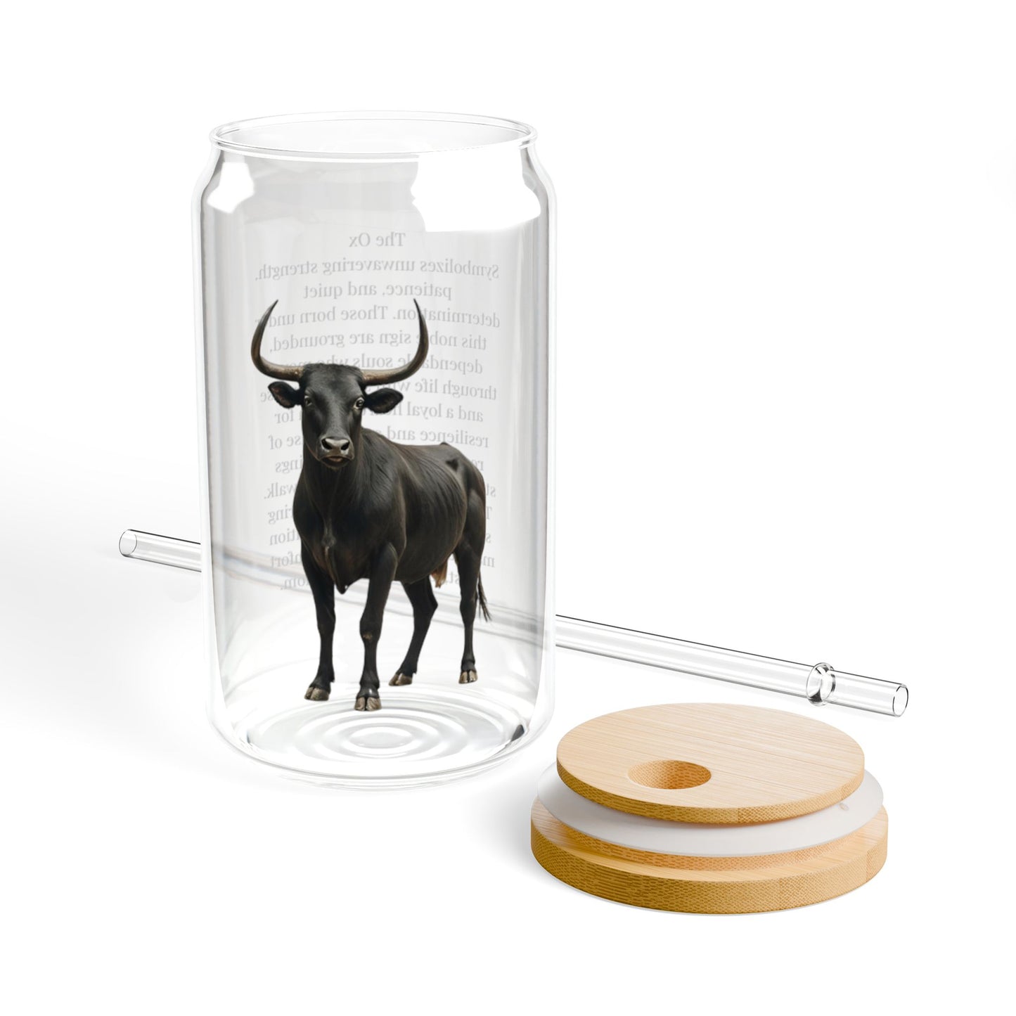 Ox Chinese Zodiac 16oz Sipper Glass – Luxury Strength & Loyalty Horoscope Gift | Clear Tempered Glass | Meaningful Zodiac Drinkware