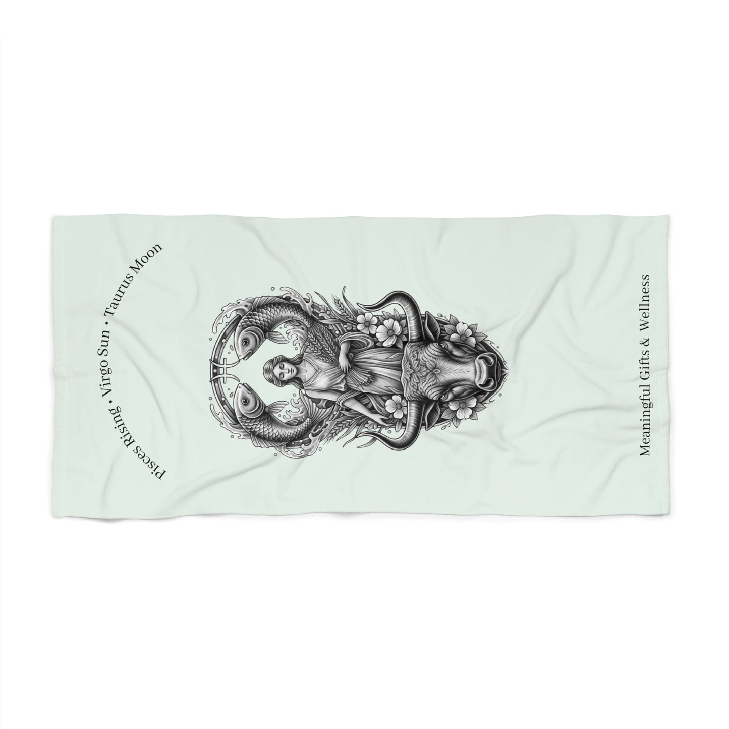 Personalized Big Three Zodiac Crest Luxury Beach & Wellness Towel | Sun, Moon, Rising Astrology Gift