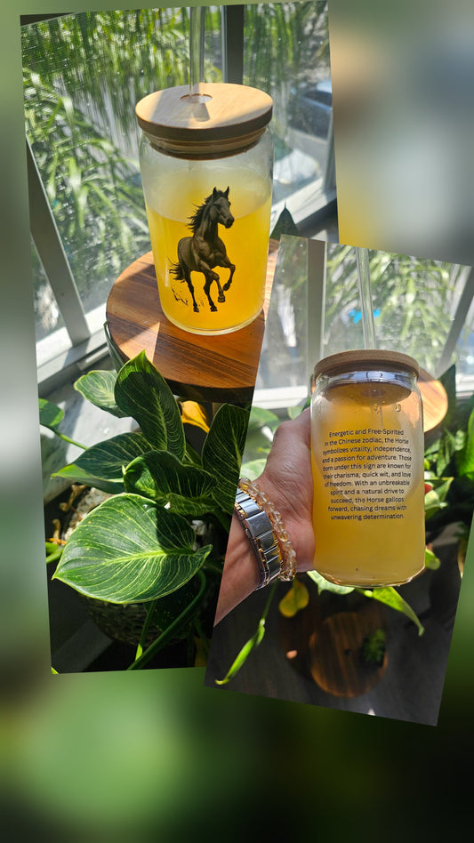 Horse Sipper Glass Chinese Horoscope 16oz