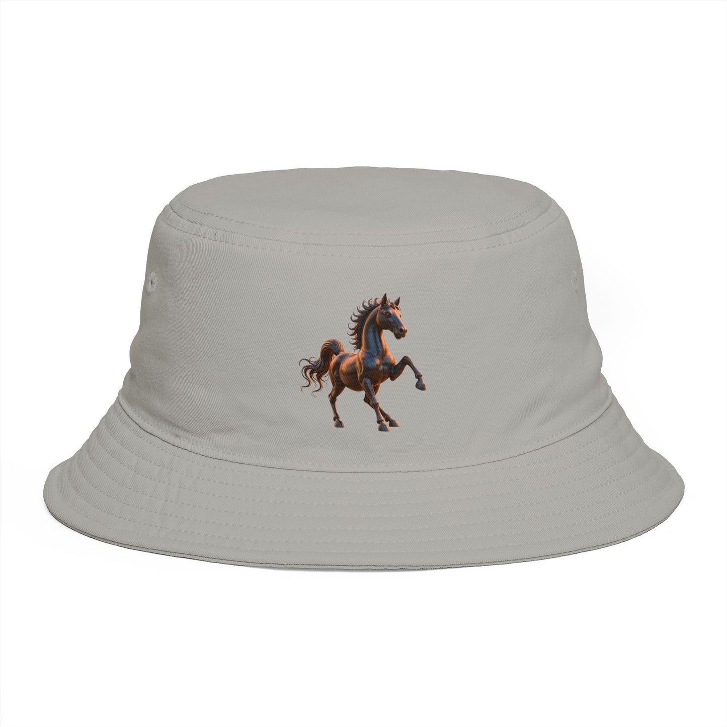Female Version Equestrian Horse Bucket Hat — Vintage Running Stallion Embroidered Hat