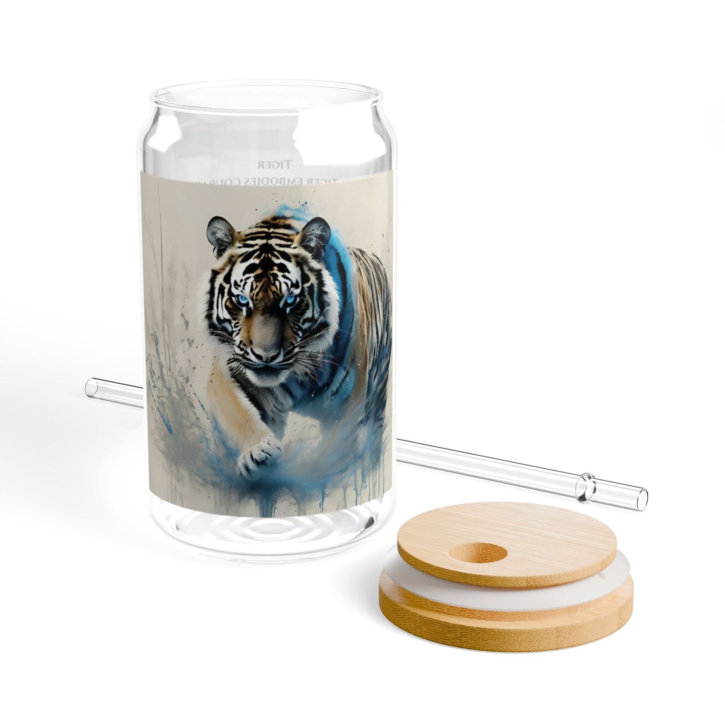 Tiger Zodiac 16oz Sipper Glass – Chinese Horoscope Gift, Tiger Personality Traits Print, Astrology Cup with Bamboo Lid & Straw