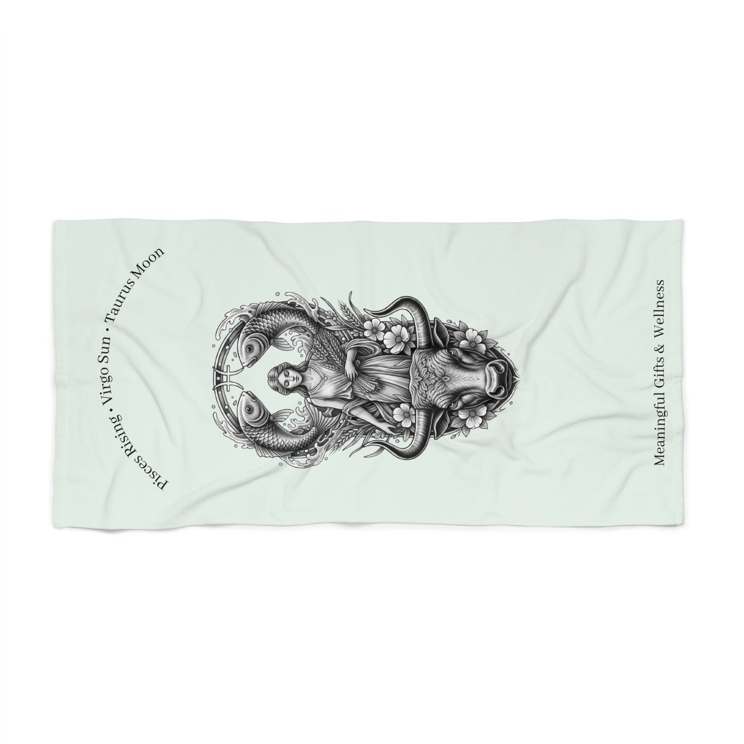 Personalized Big Three Zodiac Crest Luxury Beach & Wellness Towel | Sun, Moon, Rising Astrology Gift