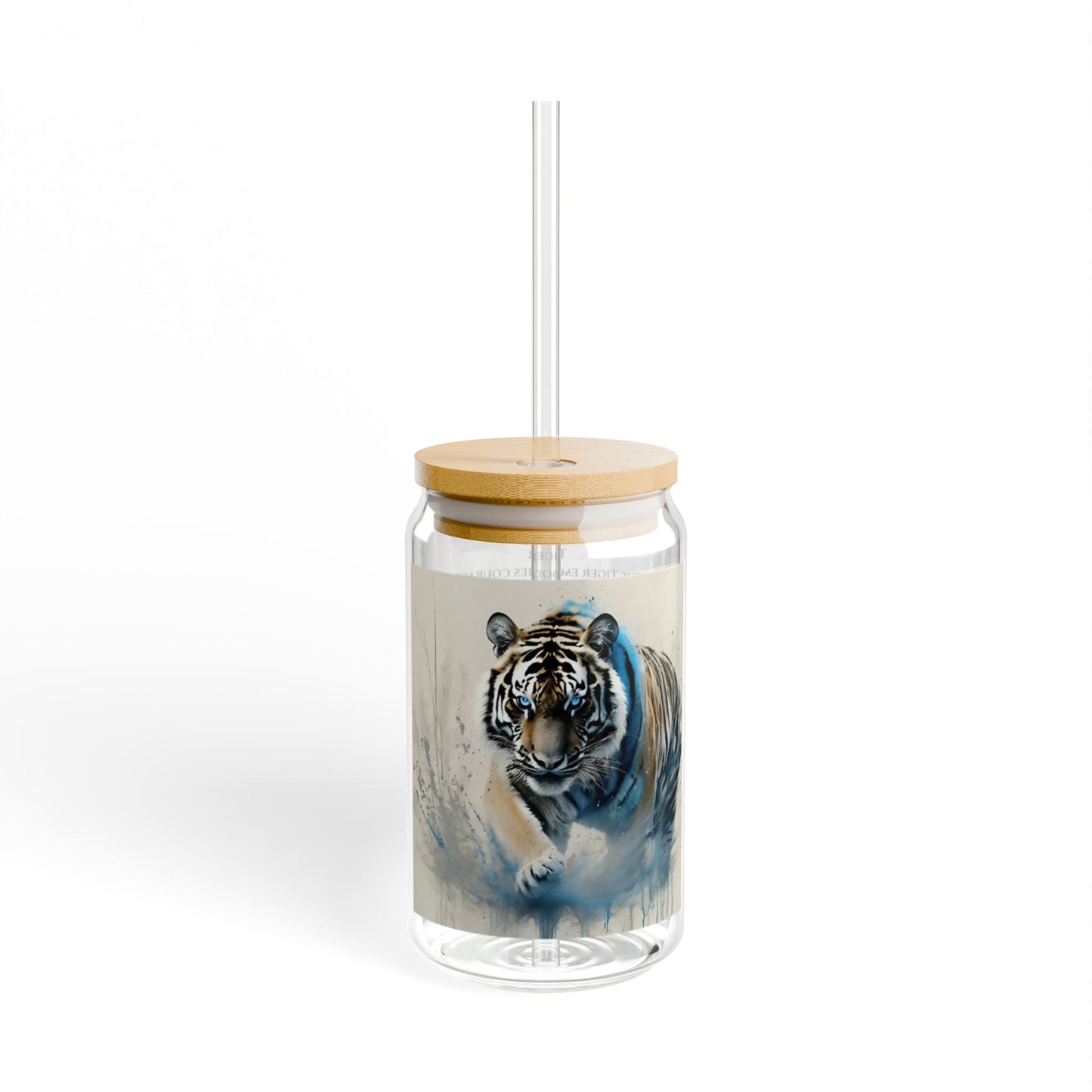 Tiger Zodiac 16oz Sipper Glass – Chinese Horoscope Gift, Tiger Personality Traits Print, Astrology Cup with Bamboo Lid & Straw