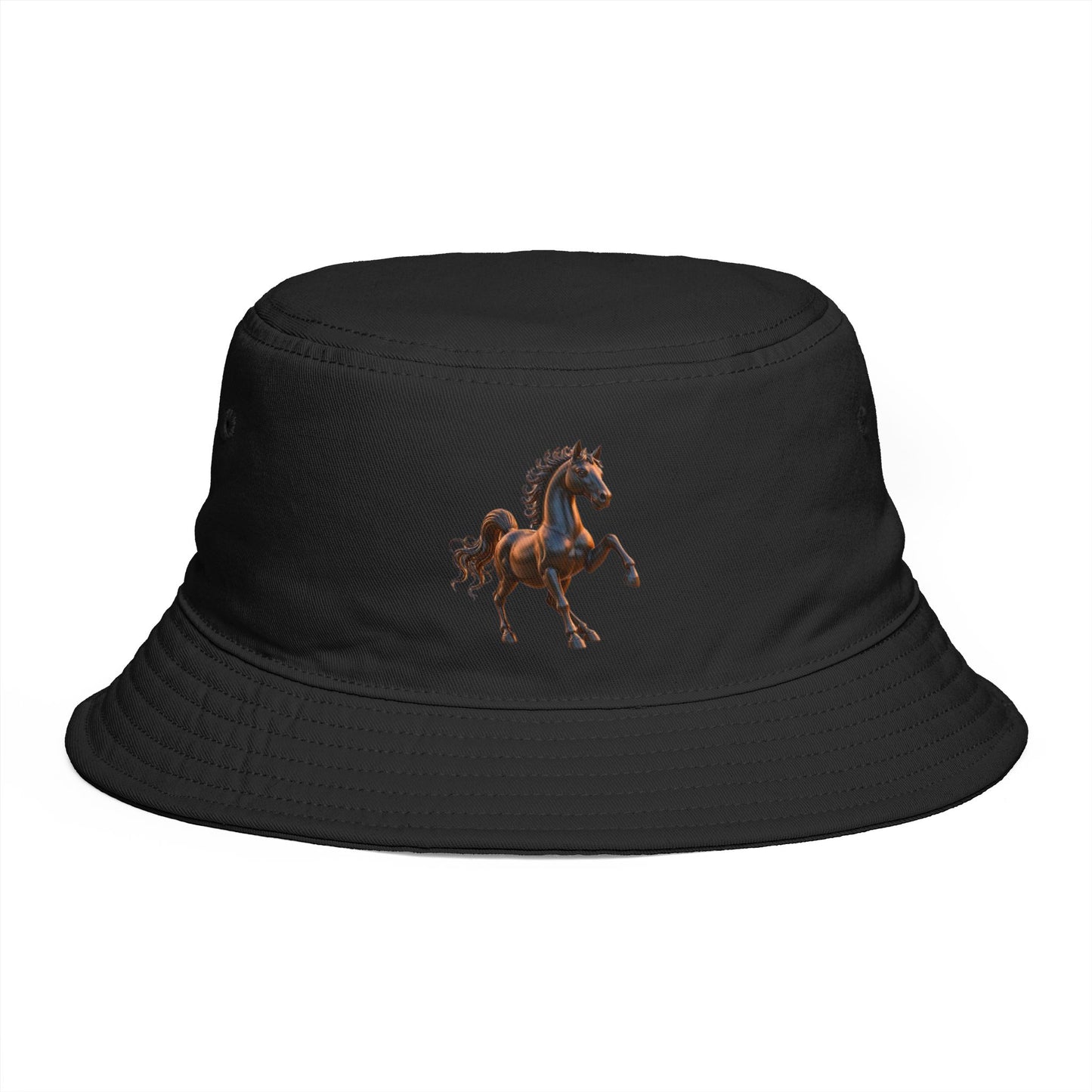 Female Version Equestrian Horse Bucket Hat — Vintage Running Stallion Embroidered Hat