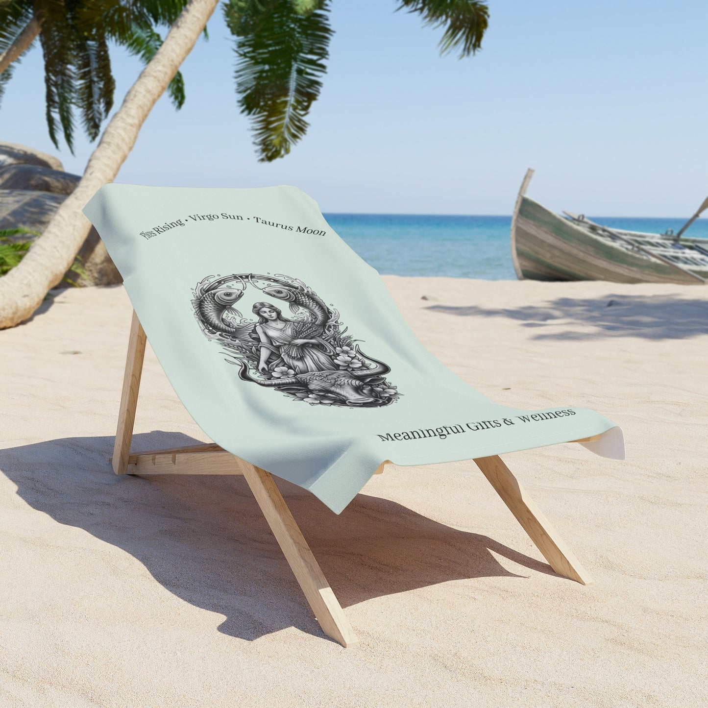 Personalized Big Three Zodiac Crest Luxury Beach & Wellness Towel | Sun, Moon, Rising Astrology Gift