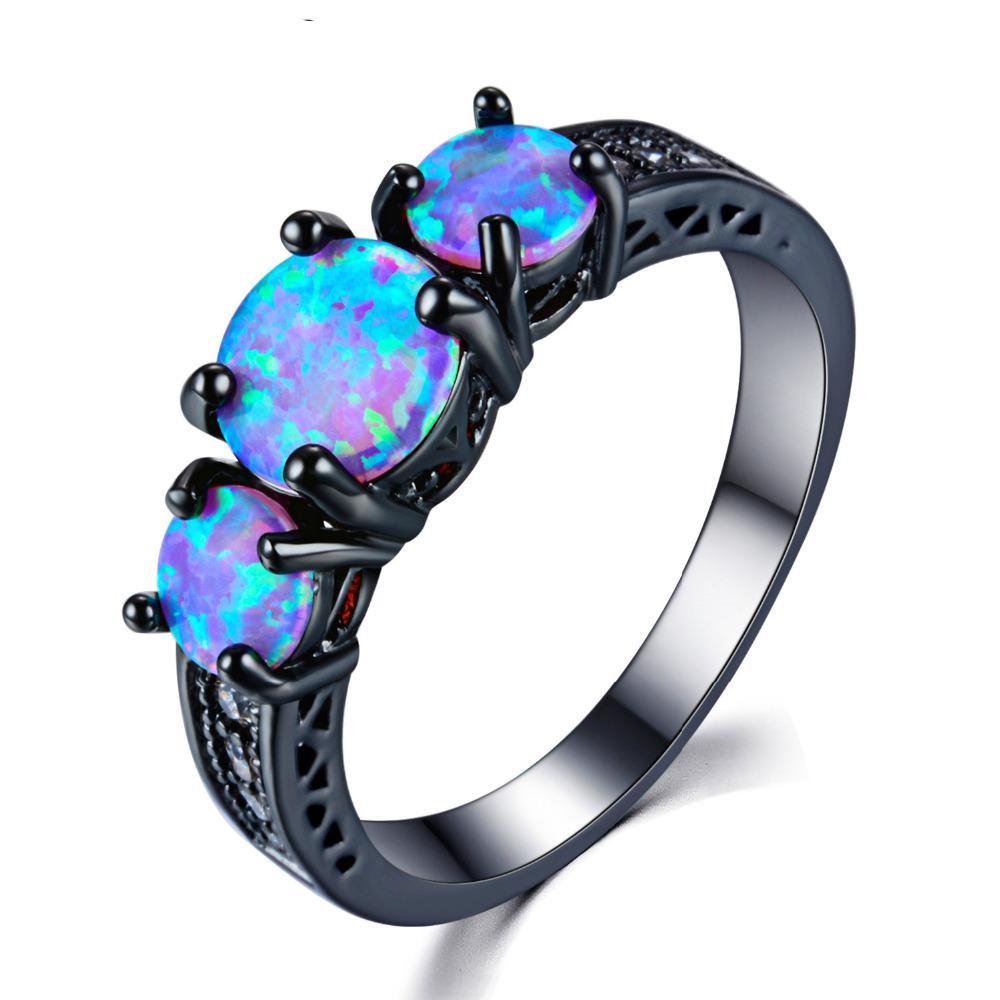 Blue Fire Opal Mystery Ring