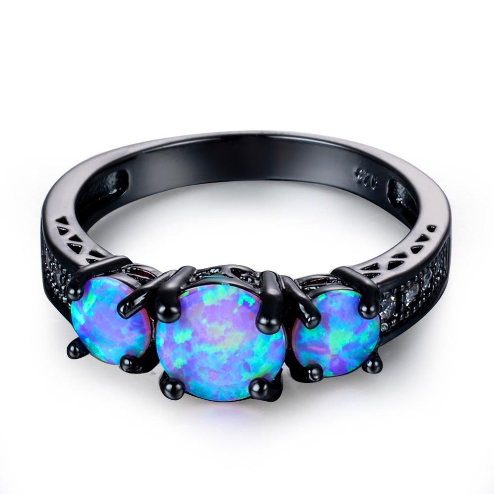 Blue Fire Opal Mystery Ring