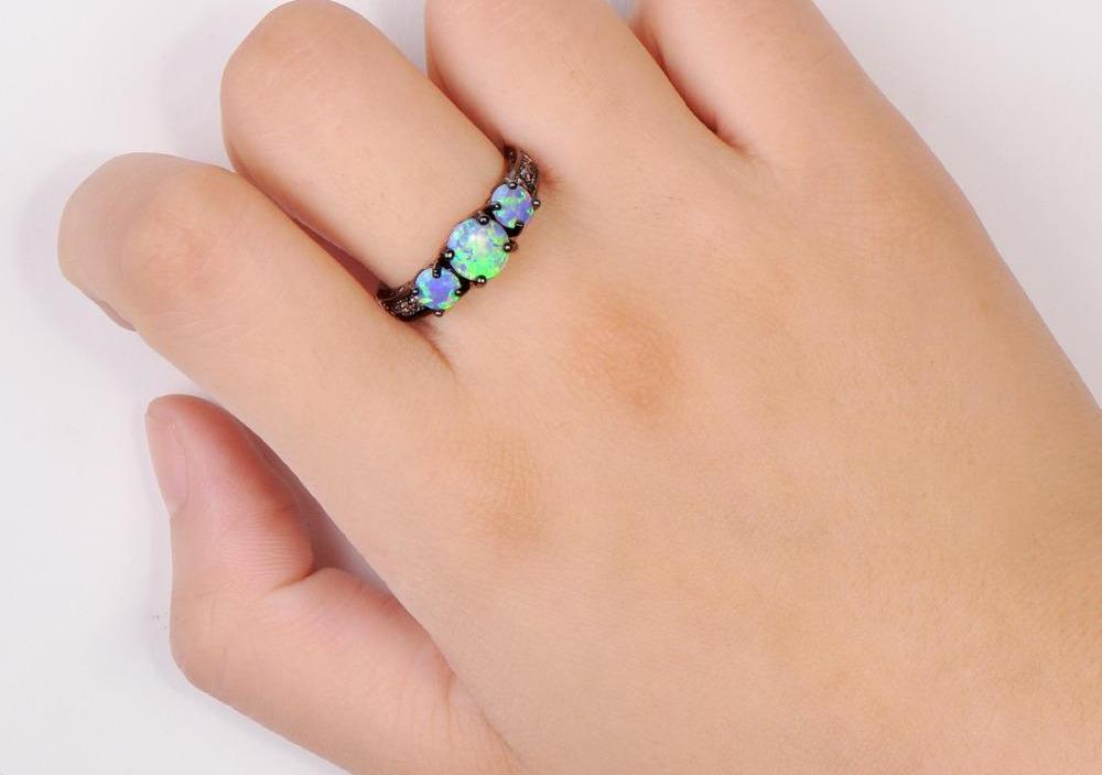 Blue Fire Opal Mystery Ring